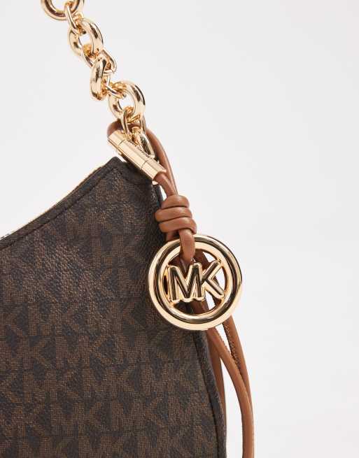 Michael Kors nolita chain pochette shoulder bag in brown monogram, 2 of 4