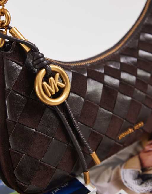 Michael Kors Nolita gewebte Schultertasche in Schokobraun, 2 von 4