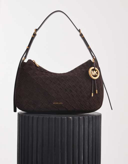 Michael Kors Nolita stor vævet skuldertaske i chokoladebrun, 5 af 5