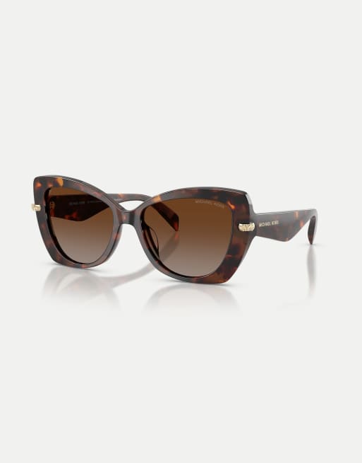 Michael Kors occhiali da sole a farfalla con lenti polarizzate marroni in tartarugato luggage, 3 di 4