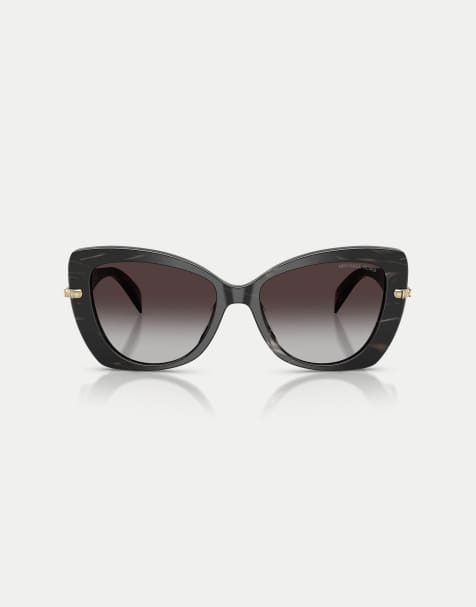 Michael Kors occhiali da sole Atlanta a farfalla con lenti grigie in effetto corno nero - view 1