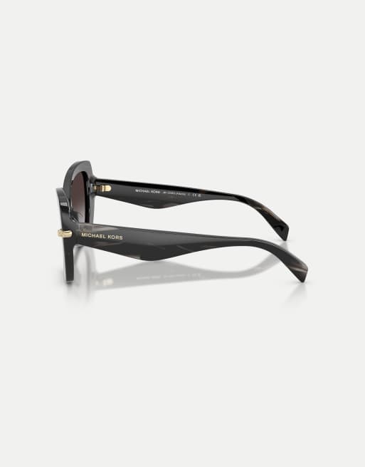 Michael Kors occhiali da sole Atlanta a farfalla con lenti grigie in effetto corno nero, 4 di 4