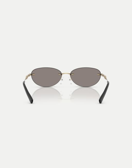 Michael Kors occhiali da sole ovali Manchester con lenti grigie in oro chiaro lucido, 2 di 4