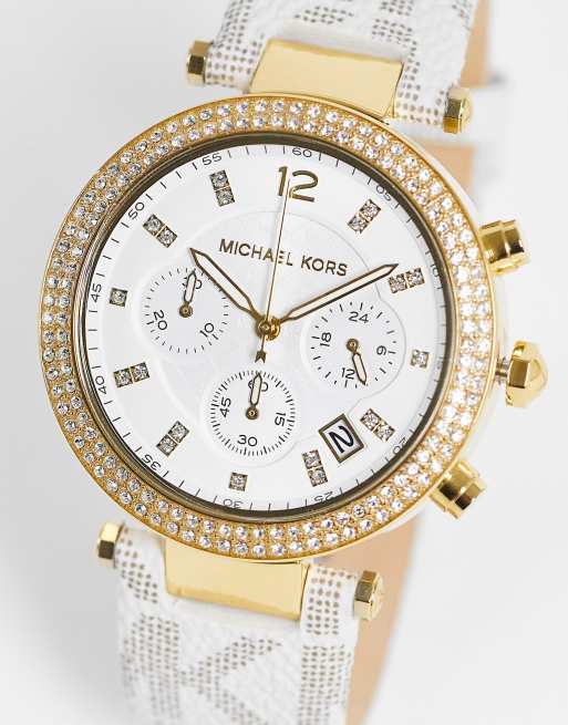 Michael Kors – Parker – Guldfärgad damklocka med loggor på armbandet