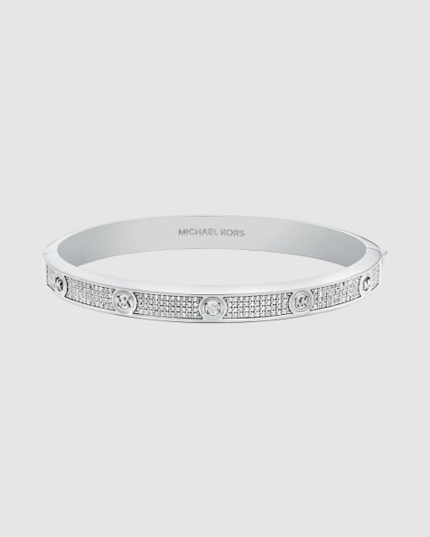 Michael Kors Pave logo bangle bracelet in silver - view 1