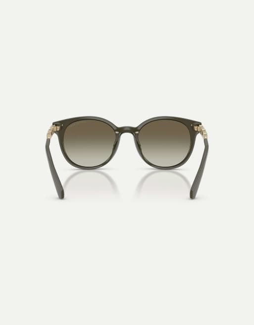 Michael Kors Pienza round sunglasses with green lens in olive, 2 of 4