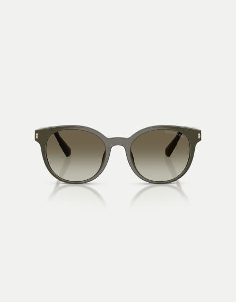 Michael Kors Pienza runde Sonnenbrille mit grünen Gläsern in Oliv - view 1