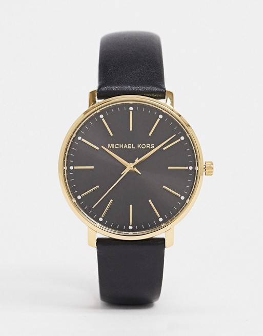 Michael Kors Pyper black leather watch MK2747
