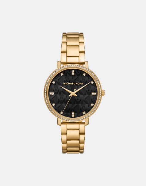 Michael Kors Pyper womens bracelet watch with logo dial in gold - view 1