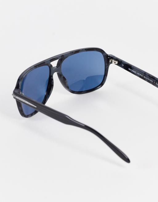 Michael Kors rectangle blue lens sunglasses in black | ASOS