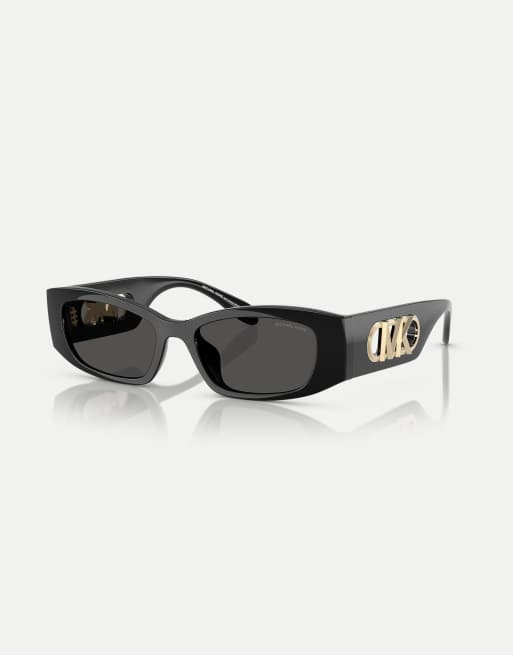 Michael Kors Rhodes lunettes de soleil rectangulaires à verres gris en noir, 3 de 4
