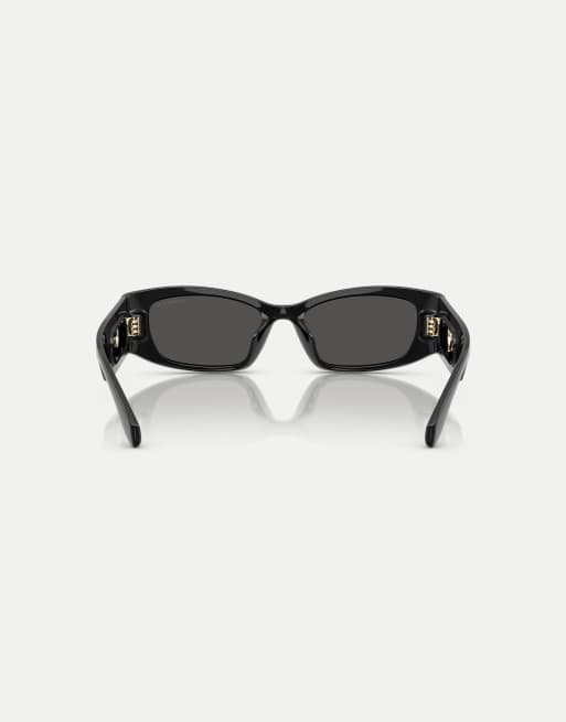 Michael Kors Rhodes rechteckige Sonnenbrille mit grauen Gläsern in Schwarz, 2 von 4