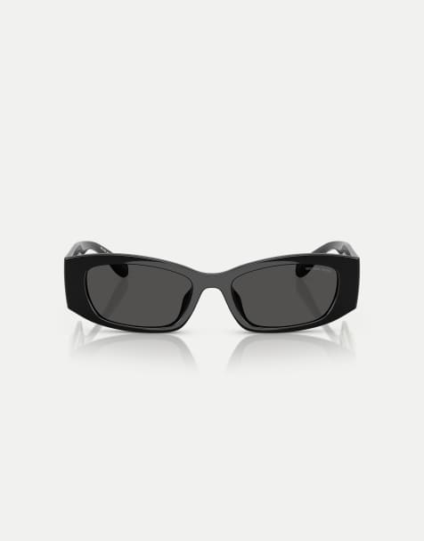 Michael Kors Rhodes rectangle sunglasses with grey lens in black - view 1