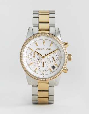 MICHAEL Michael Kors Michael Kors Ritz bracelet watch in mixed metal MK6474-Silver