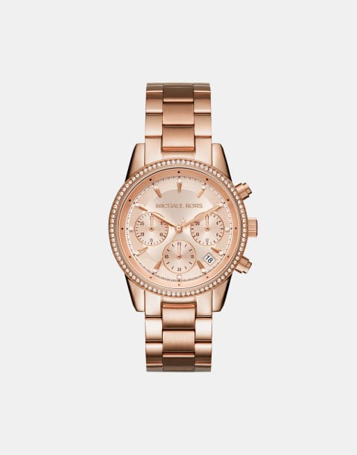 Michael Kors – Ritz Chronograph – Damenuhr aus Stahl in Roségoldoptik