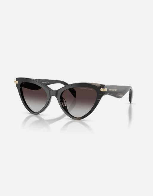 Michael Kors Roanoke Cat-Eye-Sonnenbrillen mit grauen Gläsern in Schwarz-Hornoptik, 3 von 4