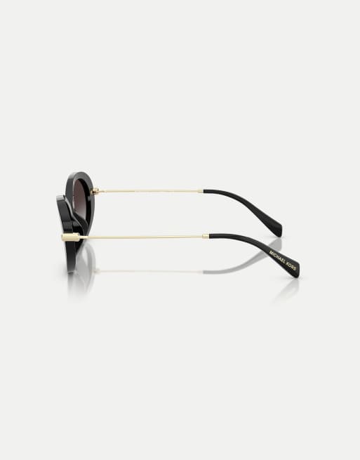 Michael Kors Rockaway oval sunglasses with grey lens in black, 4 of 4