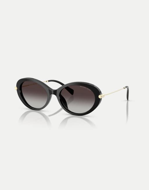 Michael Kors Rockaway ovale Sonnenbrille mit grauen Gläsern in Schwarz, 3 von 4