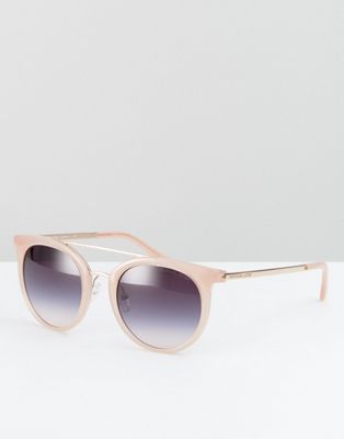 Michael Kors - Ronde zonnebril met dubbele brug in roze