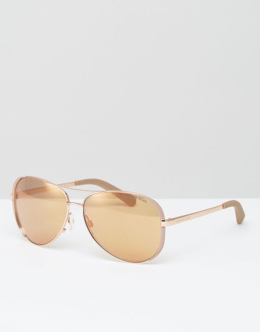 Michael Kors Rose Gold Aviator Sunglasses Asos