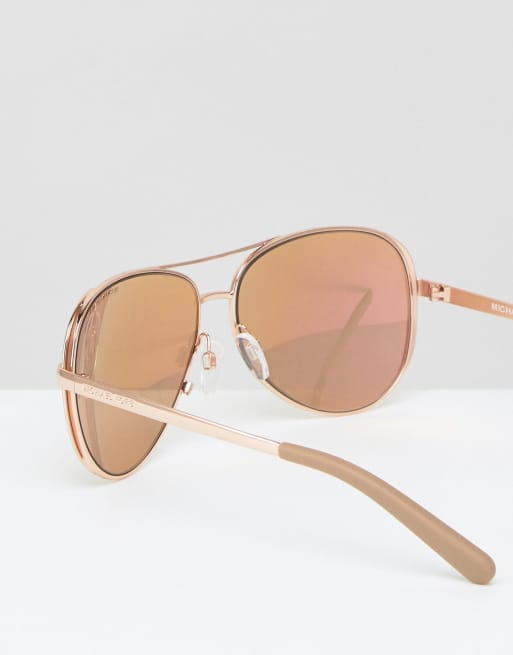 Michael Kors Rose Gold Aviator Sunglasses | ASOS