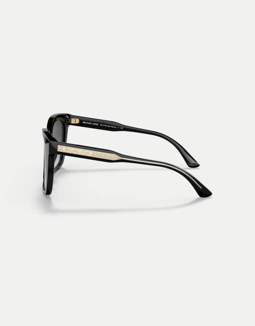 Michael Kors San Marino eckige Sonnenbrille mit grauen Gläsern in Schwarz, 4 von 4