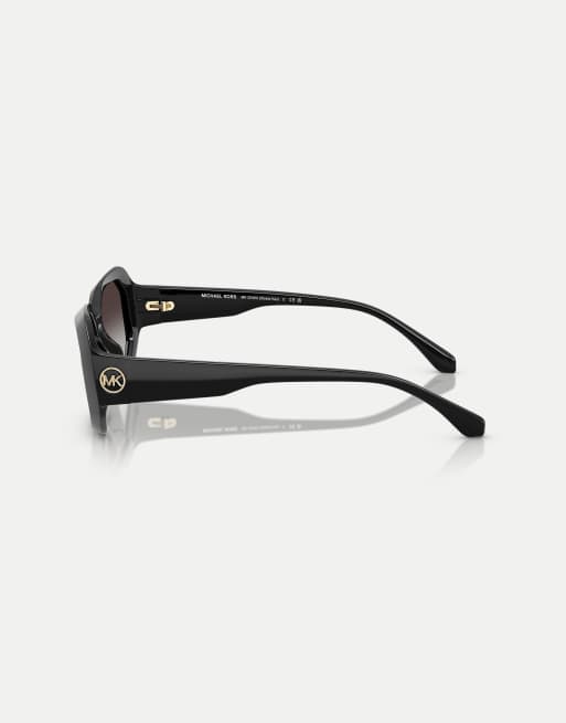 Michael Kors Siesta Key Sonnenbrille mit unregelmäßiger Form und grauen Gläsern in Schwarz, 4 von 4