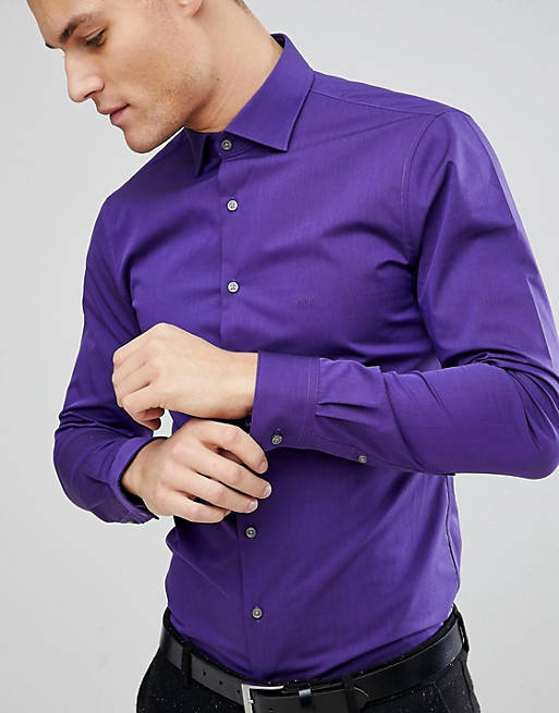 Michael Kors Slim Easy Iron Smart Shirt In Purple | ASOS