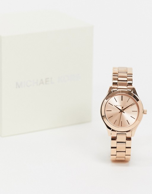 Michael Kors slim runway bracelet watch in rose gold MK3513