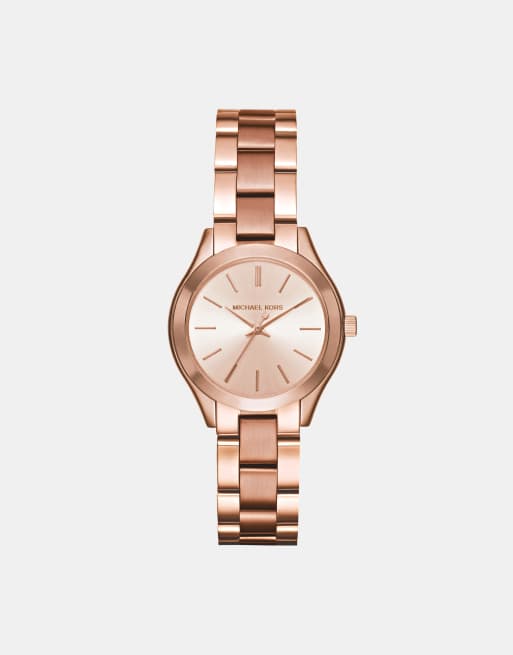 Michael Kors slim runway bracelet watch in rose gold MK3513