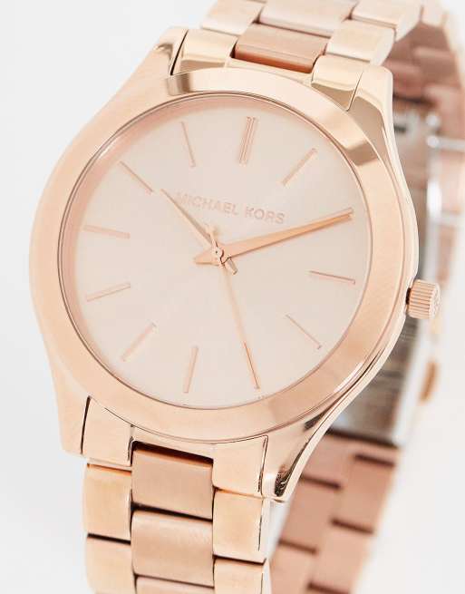 Michael Kors Slim Runway womens bracelet watch in rose gold | ASOS