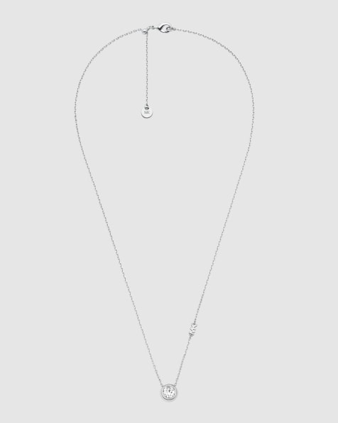 Michael Kors Solitaire stone pendant necklace in silver - view 1