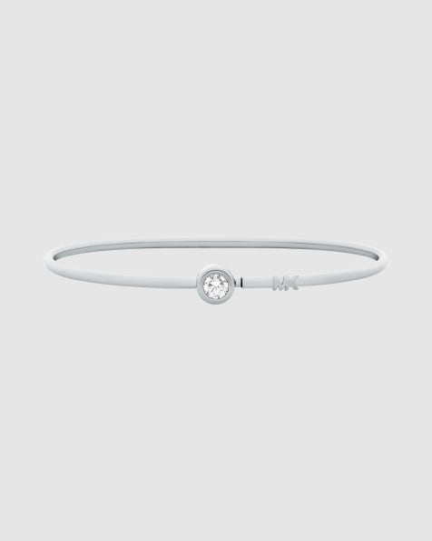 Michael Kors Solitaire wire bangle bracelet in silver - view 1