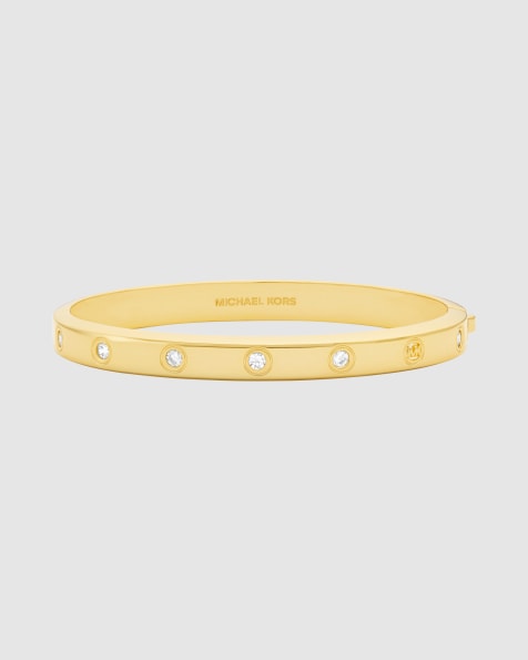 Michael Kors Stone station bangle bracelet in gold - view 1