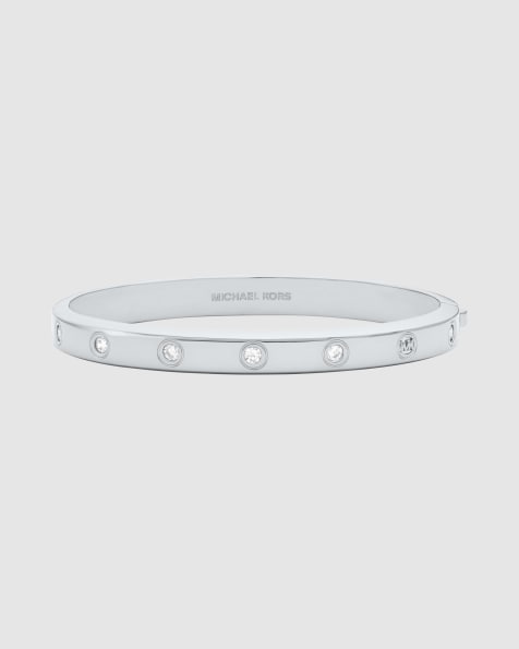 Michael Kors Stone station bangle bracelet in silver - view 1