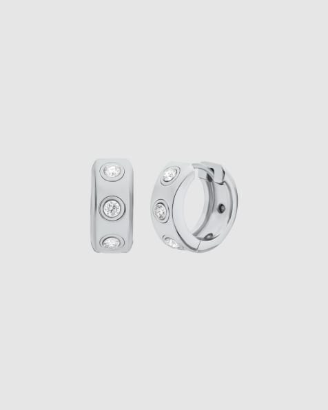 Michael Kors Stone station huggie earrings in silver - view 1