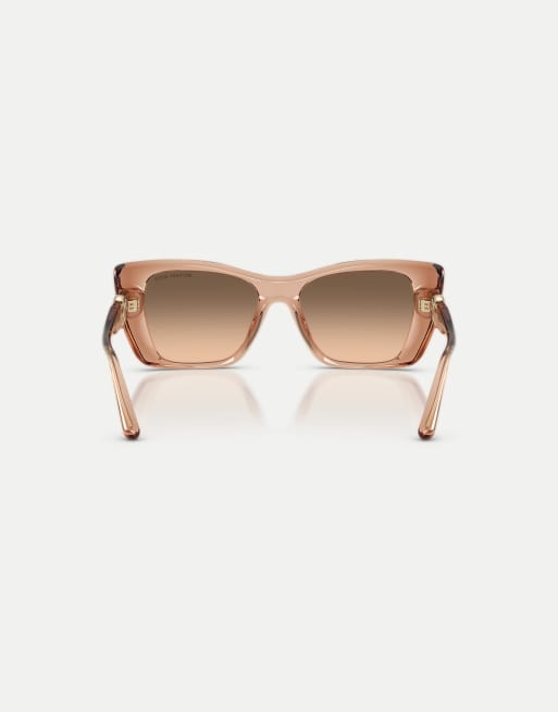 Michael Kors Tokyo occhiali da sole quadrati con lenti specchiate argento in marrone chiaro trasparente, 2 di 4
