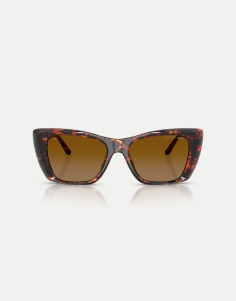 Michael Kors Tokyo square polarised sunglasses with brown lens in luggage tortoise - view 1