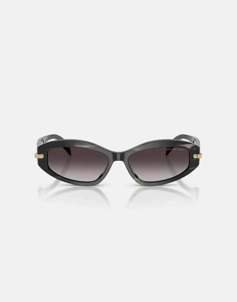 Michael Kors Wilmington oval sunglasses with grey lens in black horn - view 1