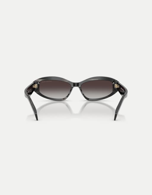 Michael Kors Wilmington oval sunglasses with grey lens in black horn, 2 of 4