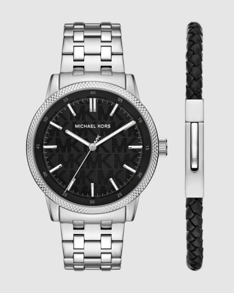 Michael Kors Wolfe three-hand stainless steel watch in silver - view 1