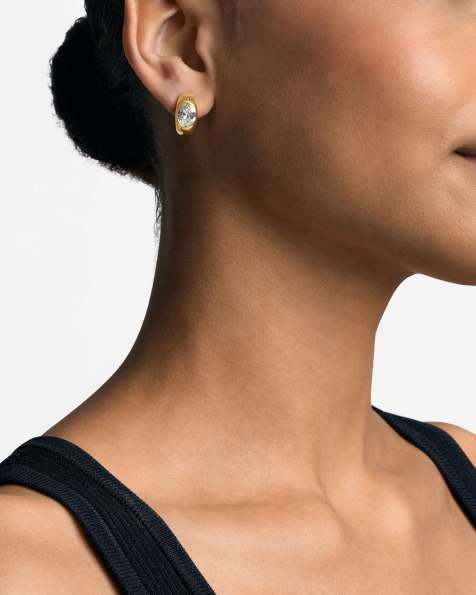 Michael Kors Women's 14k gold-plated brass oval stone hoop earrings, mkj8478710 in gold - view 1