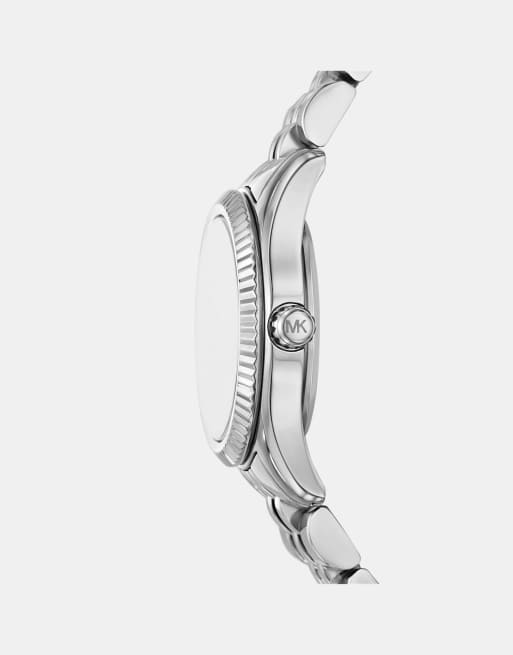 Michael Kors Women's lexington three-hand, stainless steel watch- SILVER, 2 of 3