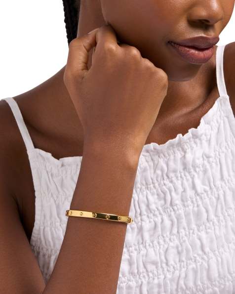 Michael Kors Women's logo bangle bracelet, mkj8615710 in gold - view 1