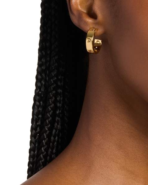 Michael Kors Women's logo hoop earrings, mkj8617710 in gold - view 1