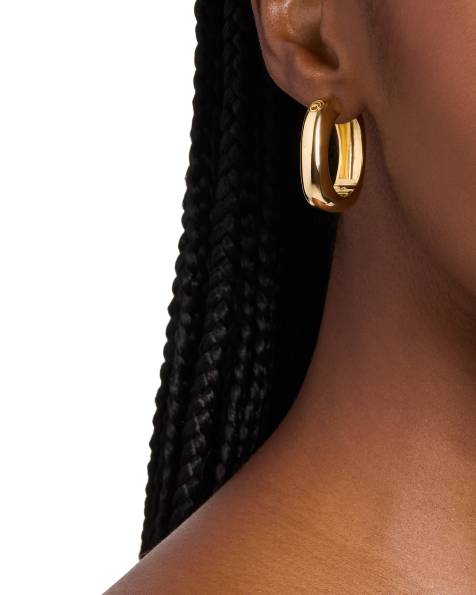 Michael Kors Women's metallic muse gold-tone brass hoop earrings, mkj8603710 in gold - view 1