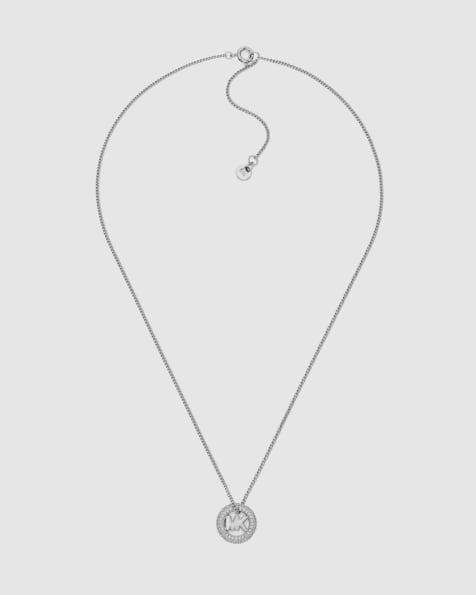 Michael Kors Women's pavé logo pendant necklace, mkj8546040 in silver - view 1
