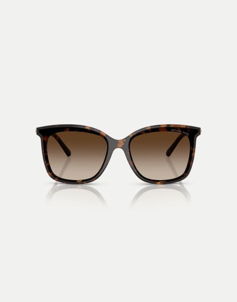 Michael Kors Zermatt eckige Sonnenbrille mit grauen Gläsern in dunklem Schildpatt - view 1