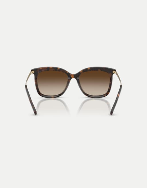 Michael Kors Zermatt eckige Sonnenbrille mit grauen Gläsern in dunklem Schildpatt, 2 von 4