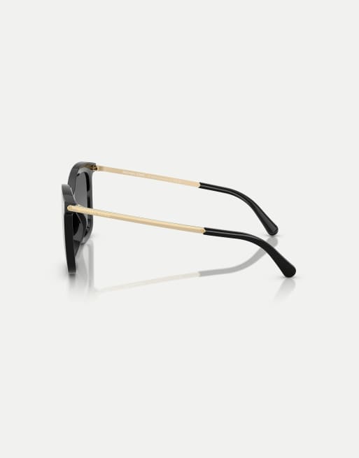 Michael Kors Zermatt square polarised sunglasses with silver mirrored lens in black, 4 of 4
